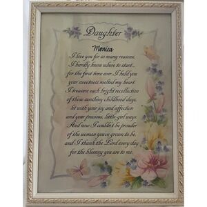 Vintage Abbey Press Daughter Monica Personalized Framed Poem Wall Art Decor